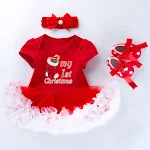 Vestido de malla navideño de manga corta para bebé con dibujos animados, perfecto para la temporada festiva, cómodo y fresco para niñas. — foto 13