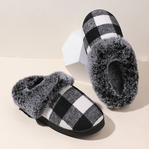 Title 6, Winter Warm Plaid Plush Slippers Home Indoor No...