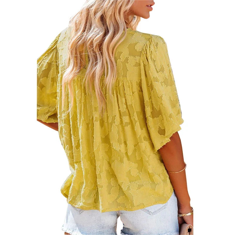 Title 11, Womens Half Sleeve Lace Shirt Loose Round Neck...