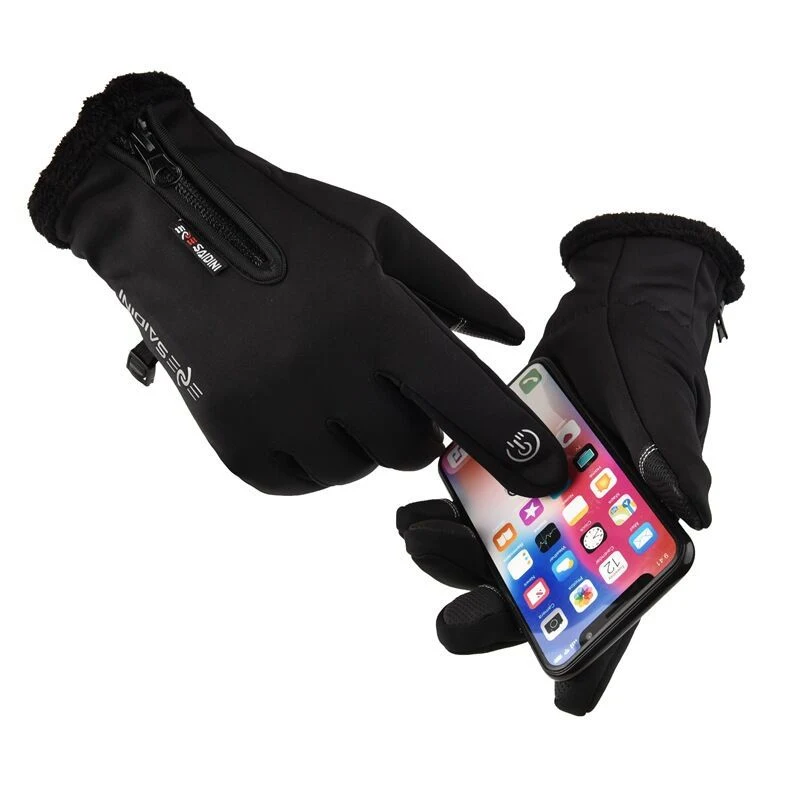 Guanti uomo autunno inverno touchscreen, zip, impermeabili, per moto e attività all'aperto. Protezione dal freddo e praticità. — foto 1