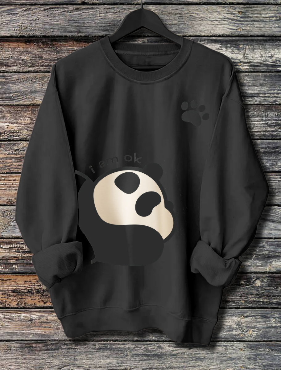 Moletom feminino com estampa de panda de manga comprida — foto 2