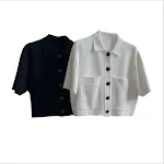 Camisa de verão em seda gelada francesa, com gola, bolsos duplos, manga curta e modelagem solta, ideal para o calor e com estilo. — foto 6