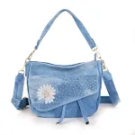 Fashion Denim Female Bag Owl Design KTM Bag Flower Shoulder Messenger Portable Bucket Small denim bag, stylish and funct — photo 3