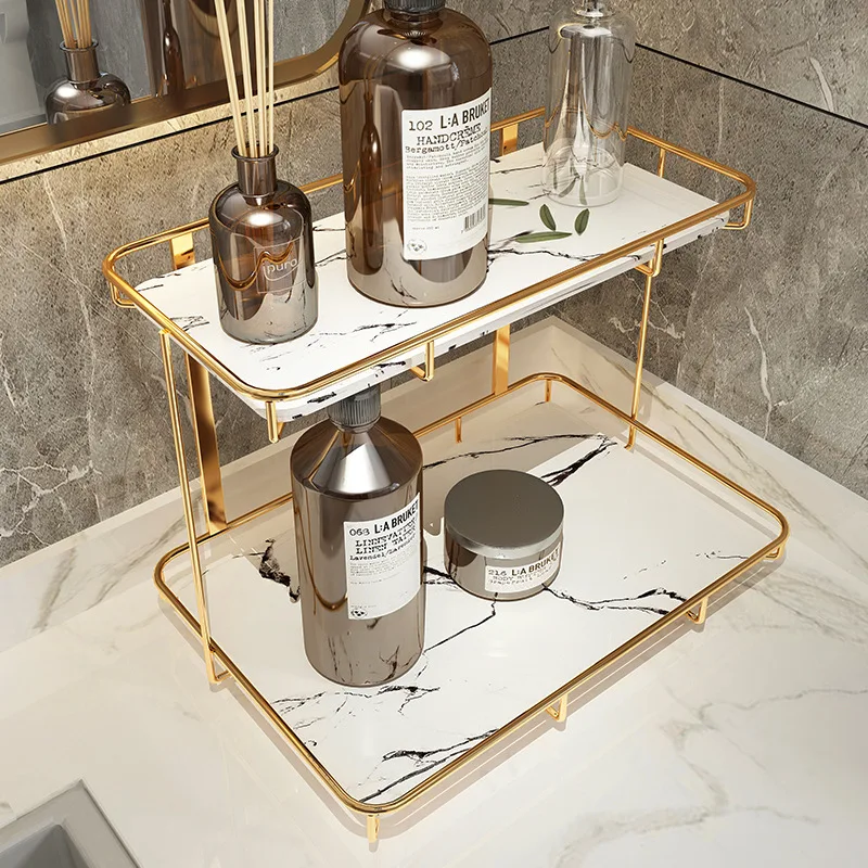 Light Luxury Bathroom Shelf for stylish storage and organization. Elegant design, easy installation, practical space-sav — photo 2
