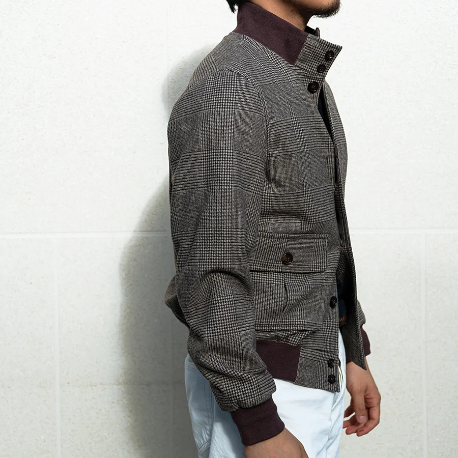 Title 6, Jaqueta de piloto Tweed curta e slim com gola a...