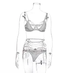 Women's Fashion Rhinestone Mesh Bandeau Bikini Set for a glamorous and stylish beach or poolside look. Perfect for your — photo 13
