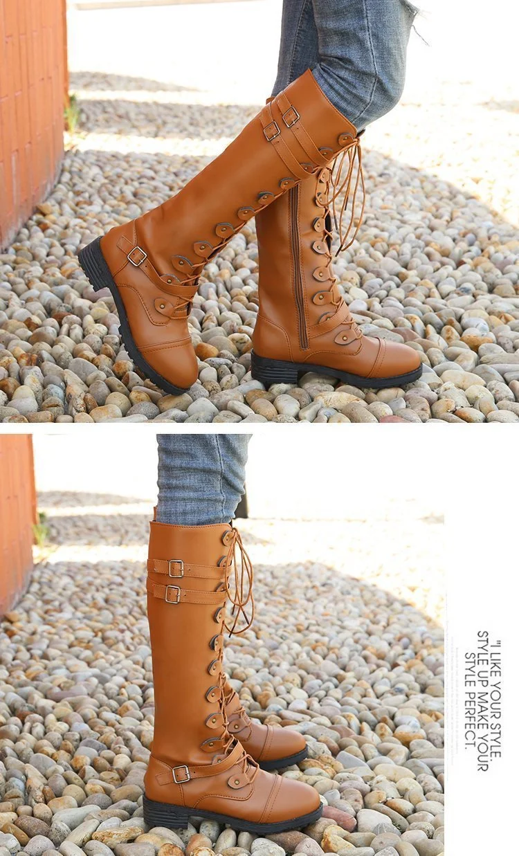 Title 8, Explosive Style Round Toe Mid-heel Lace-up Over...