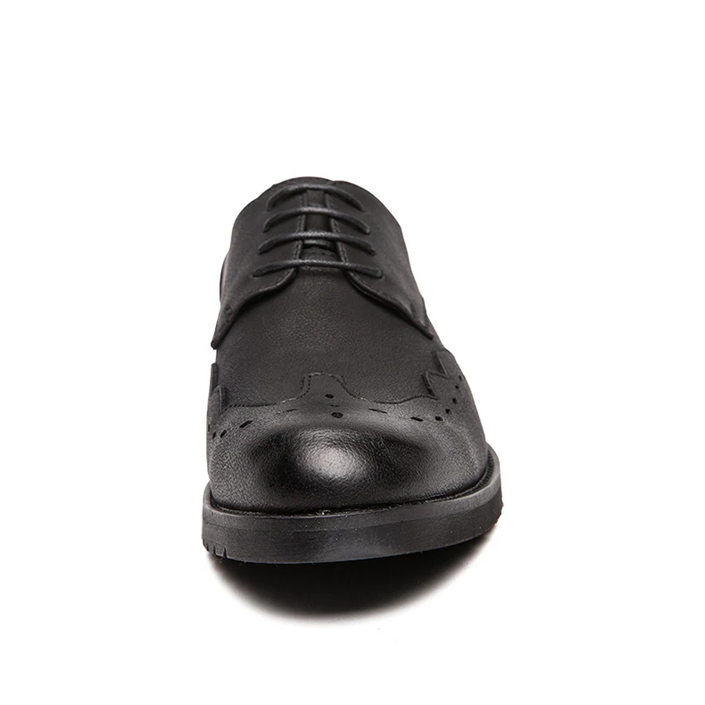 Męskie skórzane buty z miękkiej skóry, o ostrym nosku, zapewniające elegancki wygląd i komfort noszenia, doskonałe na każdą okazję. — zdjęcie 3