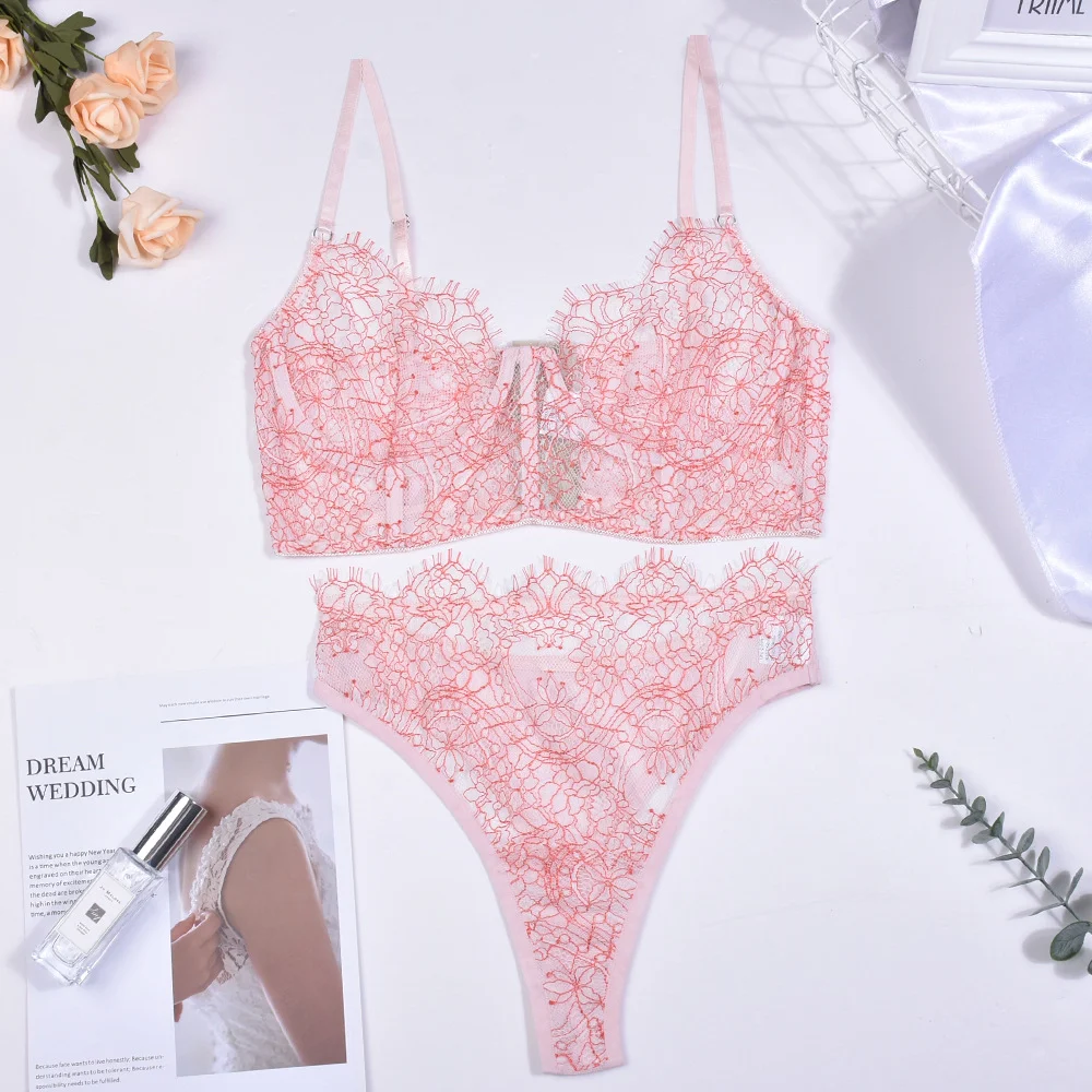 Title 14, Lace Fishbone Waist Contrast Bra Suit, shapes y...