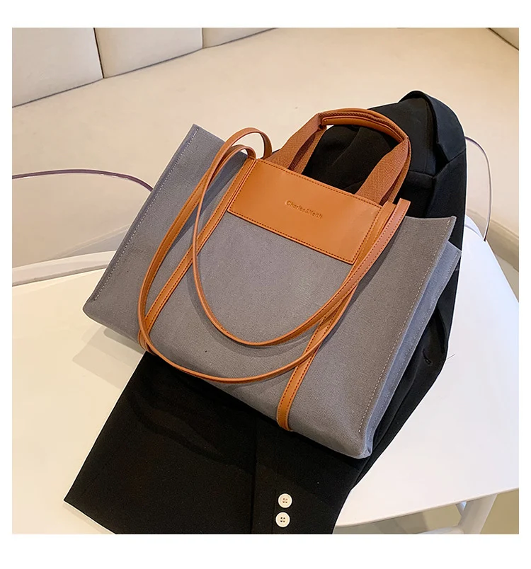 Title 6, New Shopping Simple Canvas Shoulder Bag, a ligh...
