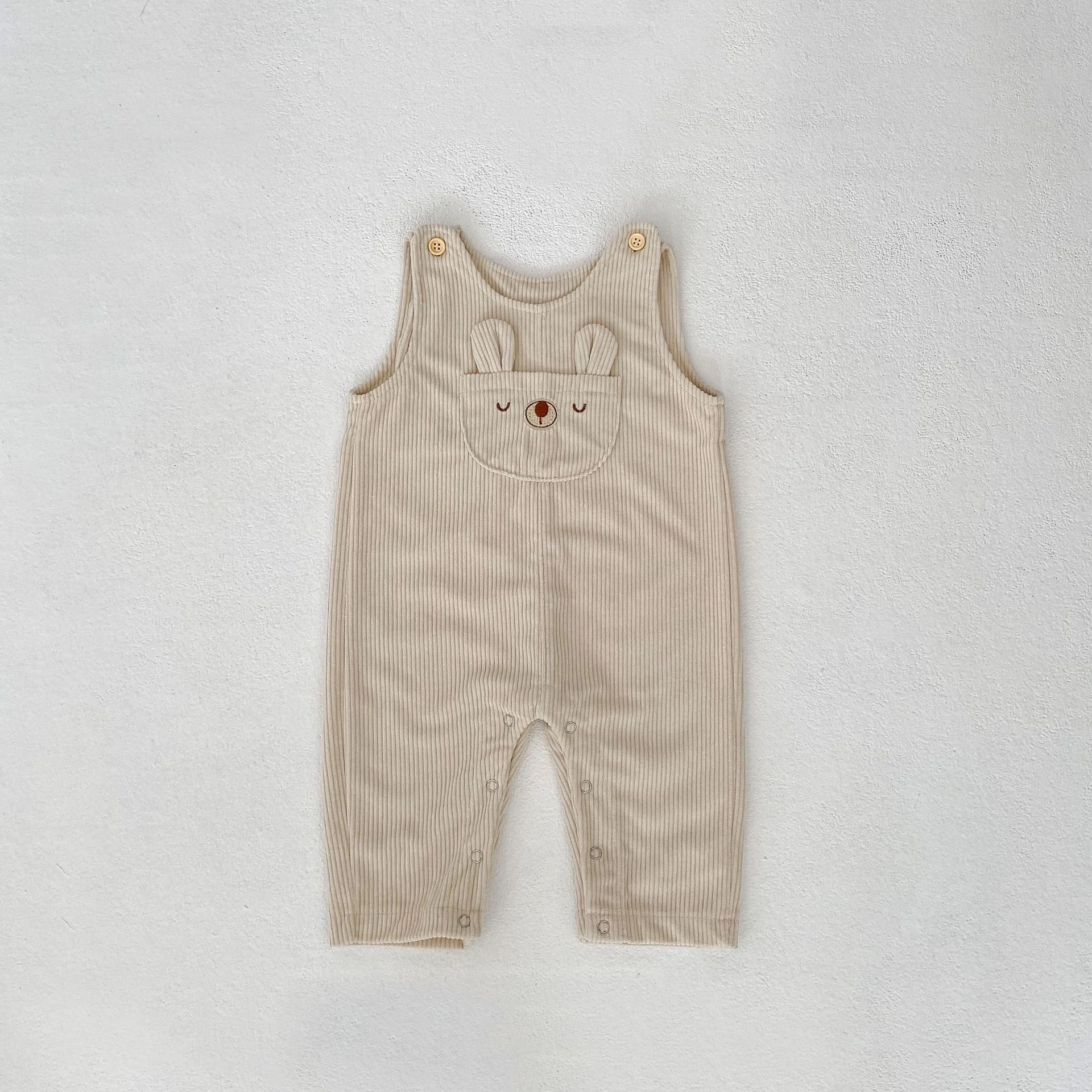 Conjunto de roupas infantis meninos e meninas suspensórios calças divididas de duas peças Corduroy Long escalada — foto 5