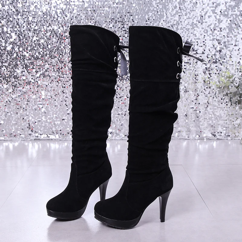 Botas femininas over the knee de salto alto, versáteis e combinam com tudo, perfeitas para qualquer look, elegantes e confortáveis. — foto 7