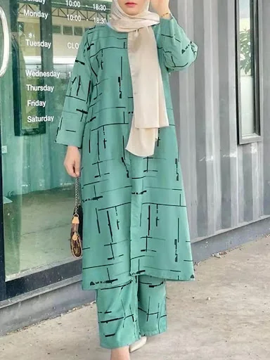 Title 2, Womens Muslim Print Daily Suit Army Green Fash...