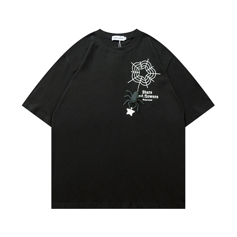 Spider Web Puff Print T-Shirt für Männer und Frauen. Kurzarmshirt mit einzigartigem Spinnennetz-Design. Bequem und stilvoll. Perfekt für den Alltag. — foto 2