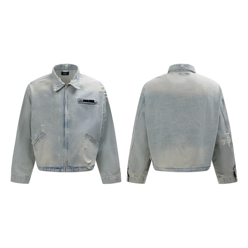 Title 7, Giacca in denim consumato Punk Uomo Abbigliamen...