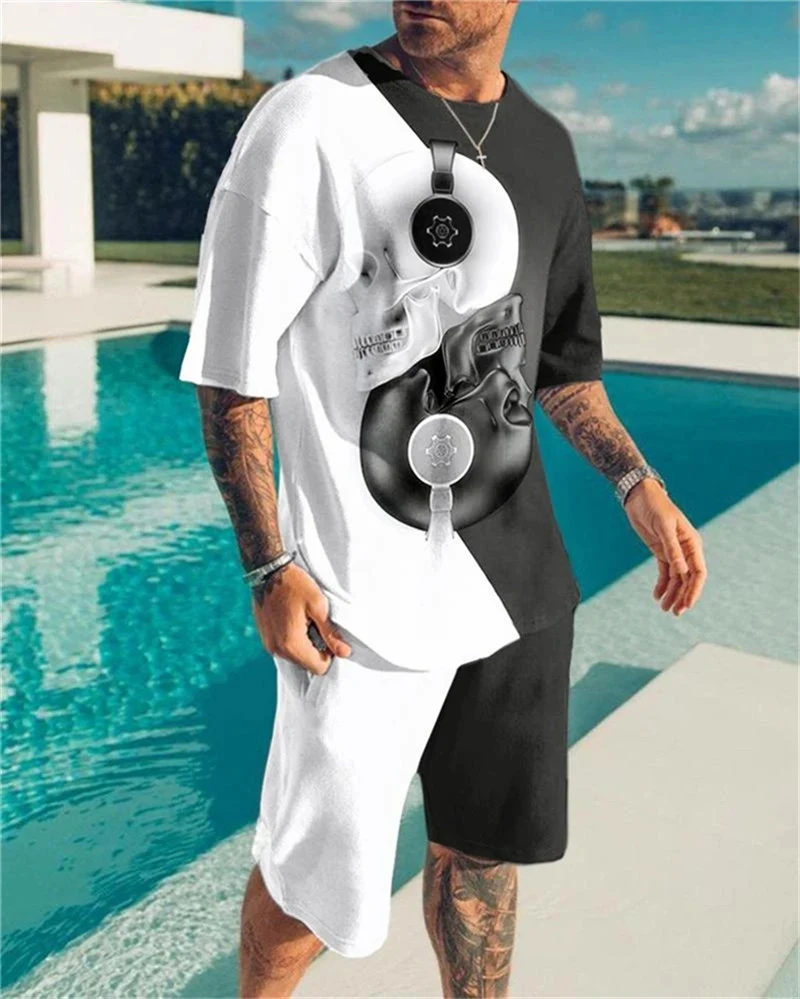 Conjunto masculino de praia casual de manga curta e calças para o verão. Conforto e estilo para curtir a praia ou o dia a dia com leveza e frescor. — foto 6
