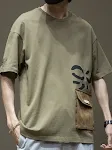 Men's Summer Loose Plus Size Pocket Printed Top T-shirt with Short Sleeves, comfortable and breathable for warm weather. — photo 8