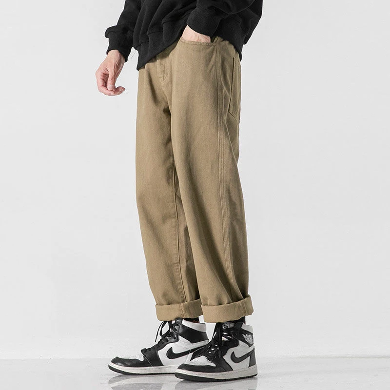 Retro Solid Color Loose Straight Trousers. Comfortable and stylish, these trousers offer a relaxed fit for everyday wear — photo 1