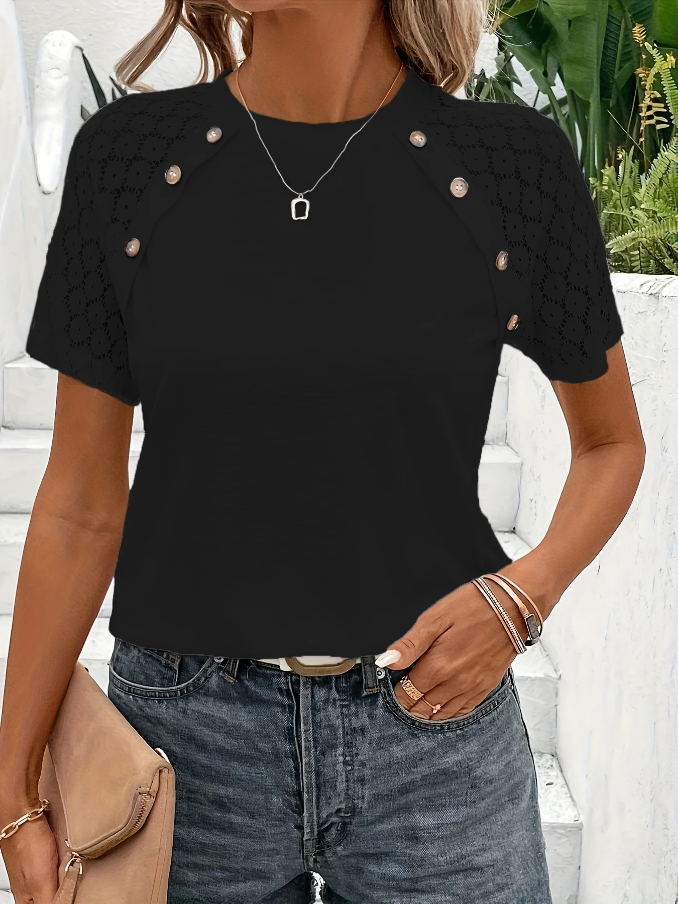 Title 12, Dames zomer T-shirt plus size effen kleur ronde...