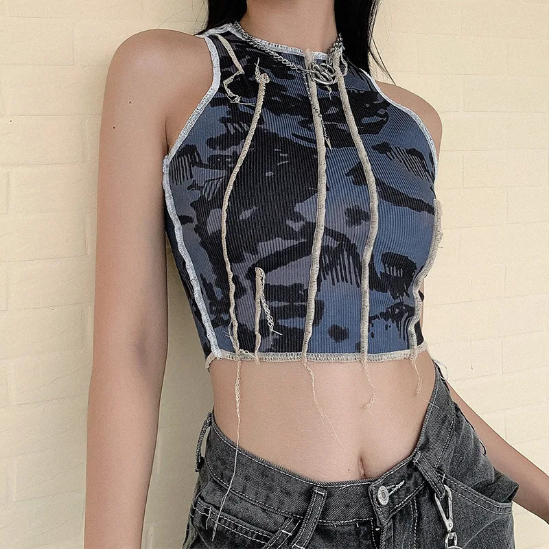 Marca de moda menina americana rua magro sem mangas colete feminino all-match fino — foto 3