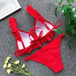 Opvouwbaar kanten badpak, comfortabel, sexy, effen kleur en split. Perfect voor een stijlvolle en comfortabele stranddag. — foto 6