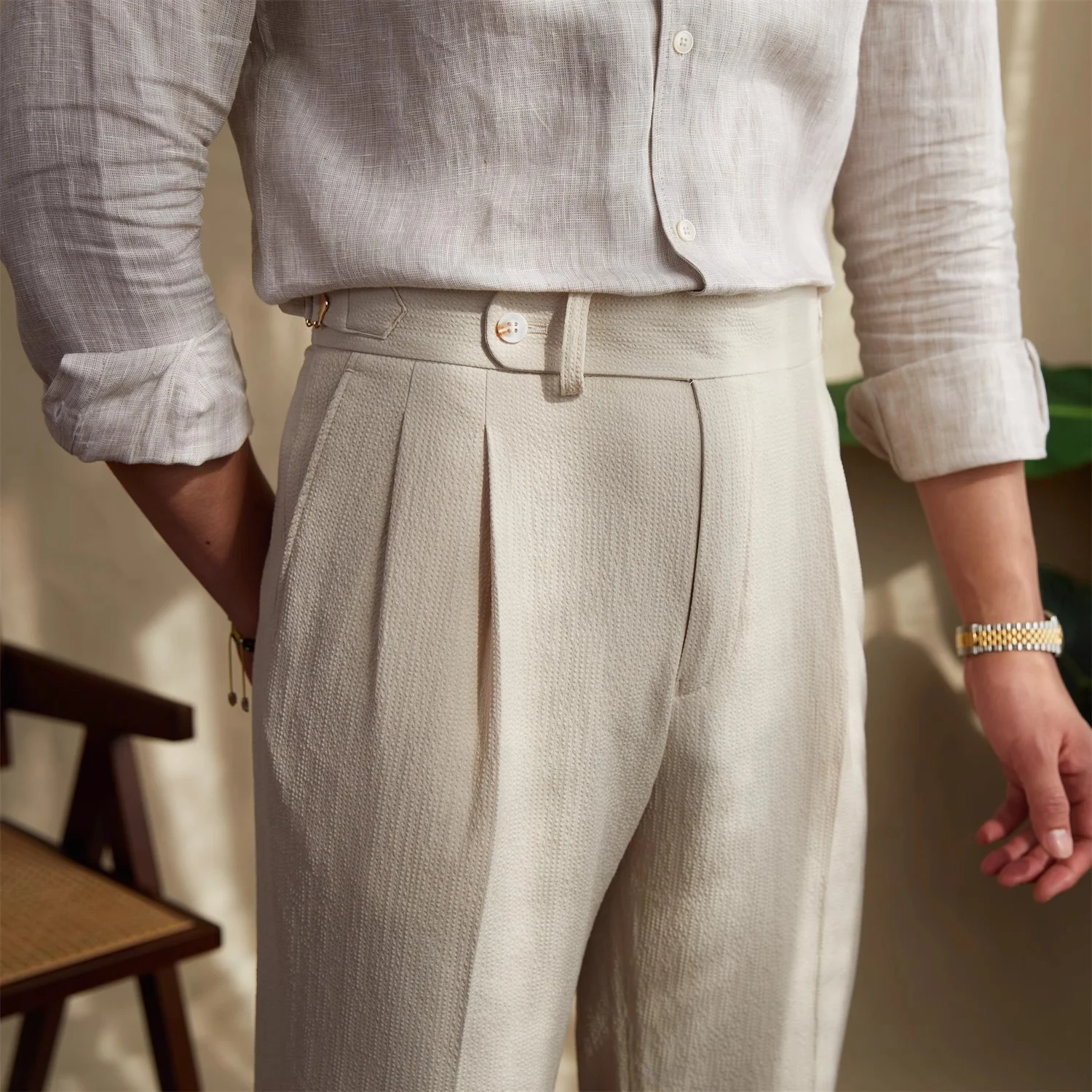 Summer Naples Mid-High Waist Straight Casual Suit Pants. Comfortable and stylish, perfect for summer. Ideal for creating — photo 7