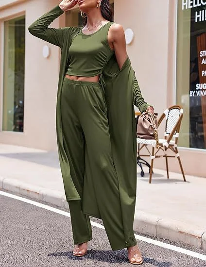 Title 14, Womens 3-piece Casual Cardigan Vest Long-sleev...
