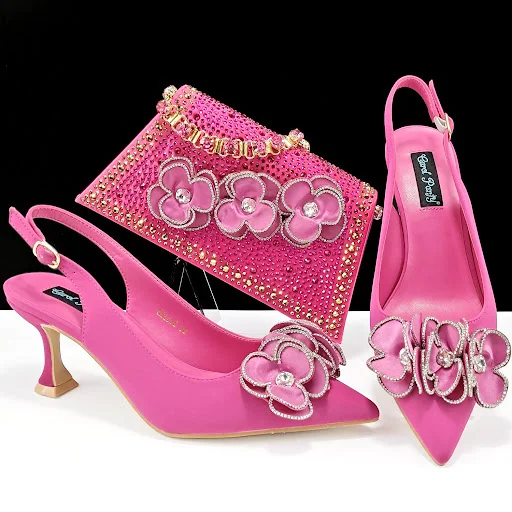 Title 6, Womens Pointed Toe Shoes and Bag Set, Handmade...
