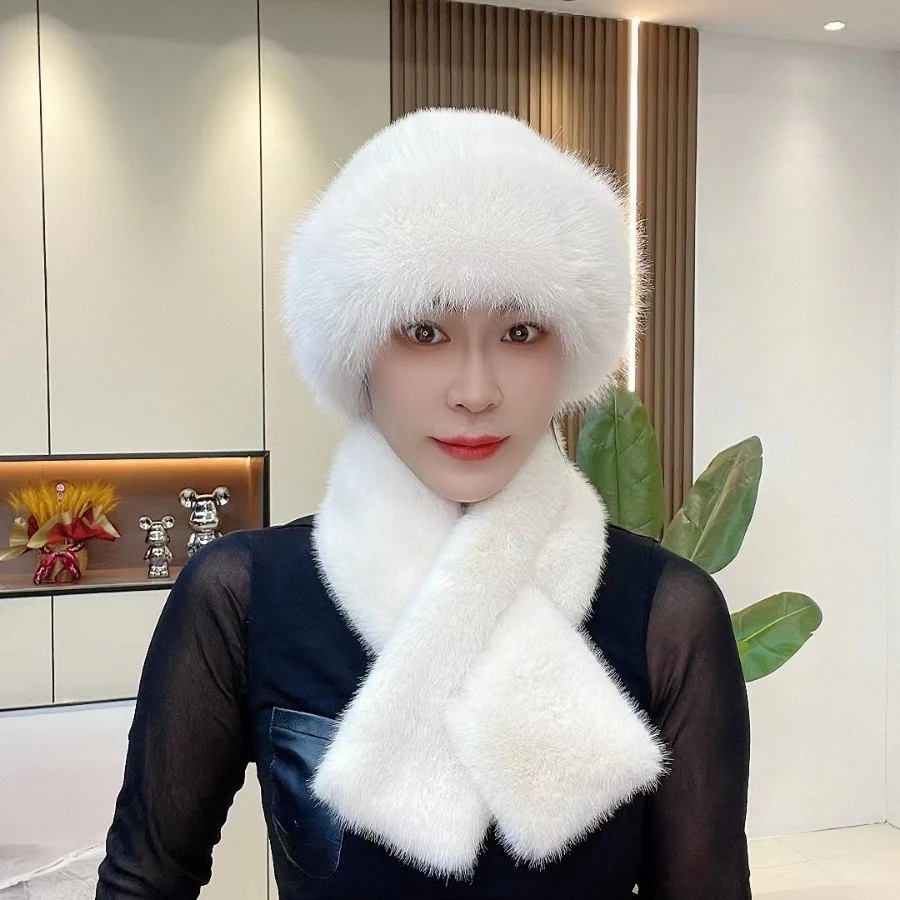 Title 2, Suit Winter Scarf Mongolian Cap Plush Hat Women...
