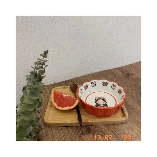 Title 3, Ceramic Cartoon Cute Fruit Girl Salad Bowl, a f...