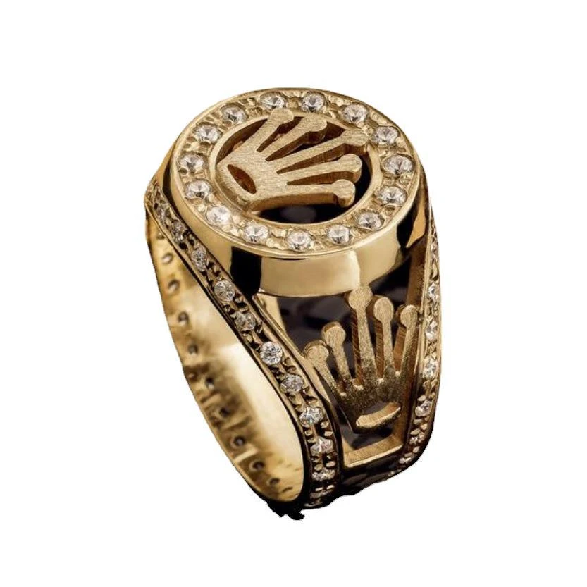 Anel luxuoso com coroa incrustada de diamantes em ouro rosa. Sofisticação e brilho, ideal para realçar sua beleza em qualquer momento. — foto 2