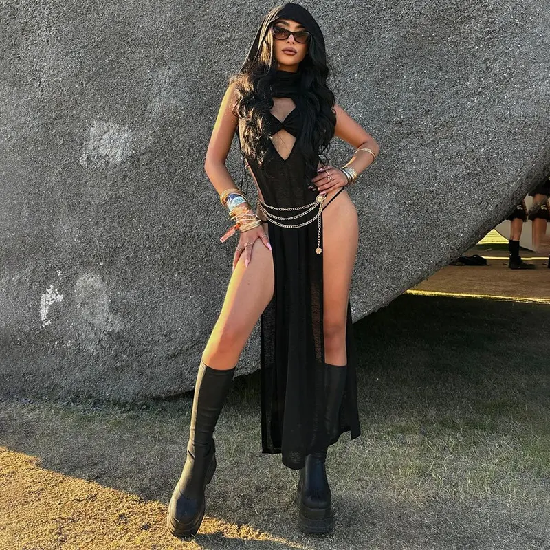 Sleeveless sheer cutout backless slit female dress for a stunning look. This elegant dress is perfect for special events — photo 9