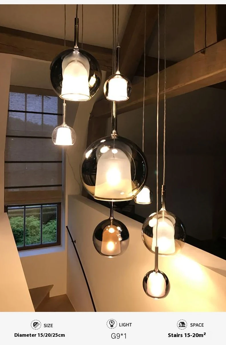 Title 5, Nordic Restaurant Glass Chandelier Simple Elega...