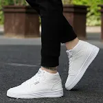 Men's round head high-top strap flat white shoes. Comfortable and stylish footwear for everyday wear. Perfect for a casu — photo 3