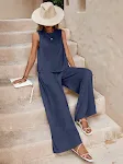 Solid Color Casual Loose Pants Sets for Women Elegant Spring Summer Women's Two Pieces Suit Full Trouser Set Female Outf — photo 10