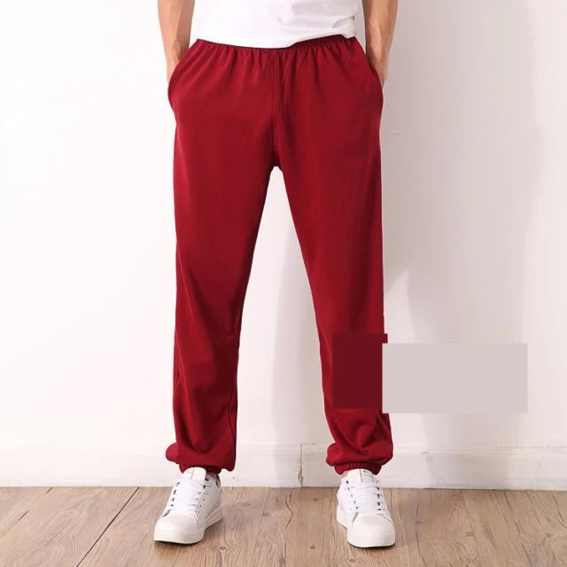Dunne elastische taille heren katoenen casual lange broek met rechte losse pijpen voor lente en zomer — foto 8