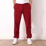 Dunne elastische taille heren katoenen casual lange broek met rechte losse pijpen voor lente en zomer — foto 8