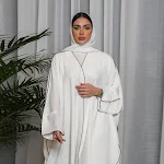 Abaya Robe Plus Size Feminina Branca Patchwork Vestido Amplo Confortável Perfeito para Ocasiões Especiais e Uso Diário Manga Longa — foto 4