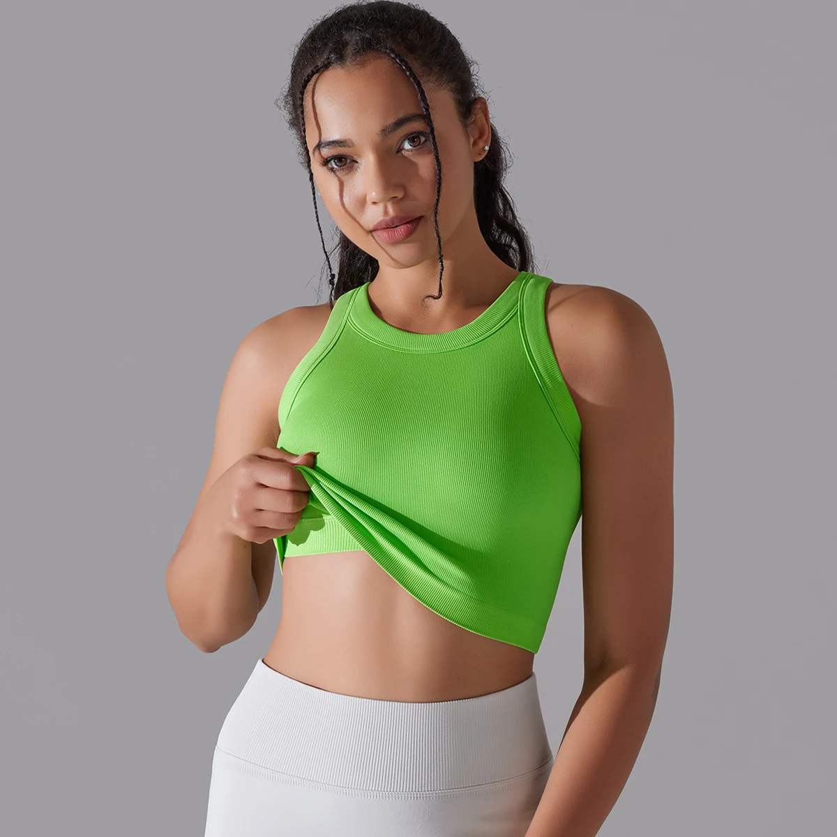 Gilet senza maniche da donna Running Fitness Top sportivo lavorato a maglia senza cuciture — foto 48