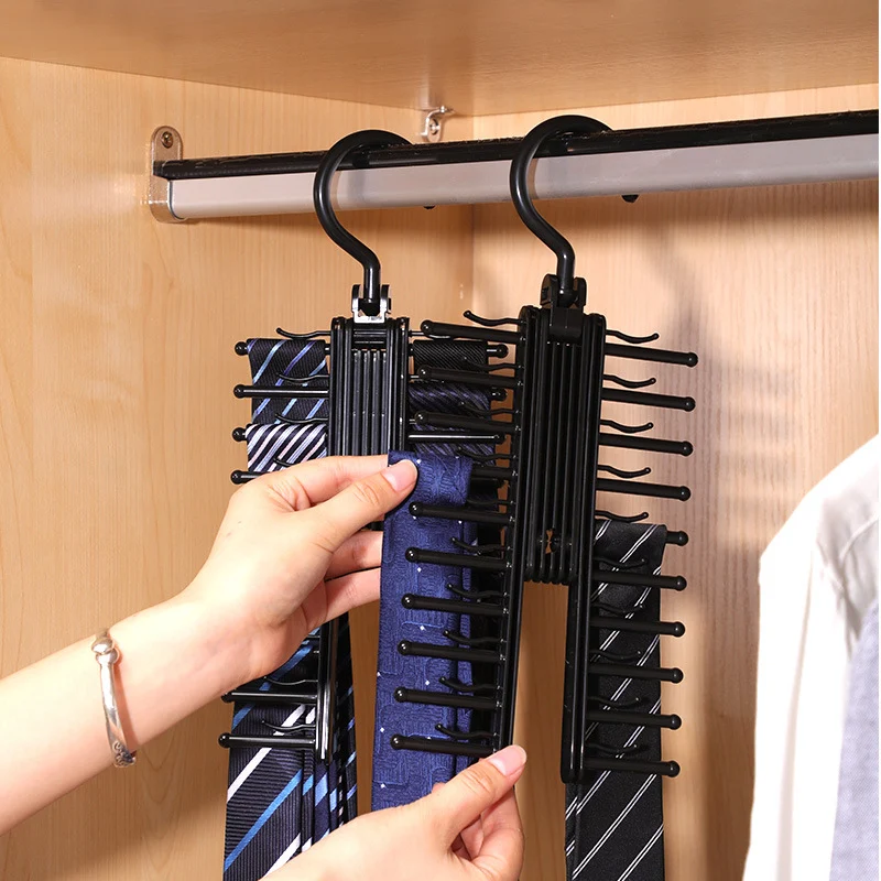 Large Capacity Hook Tie Storage Clip Multi-Layer Scarf Belt Hanger. Organize ties, scarves, belts and more with this spa — photo 3
