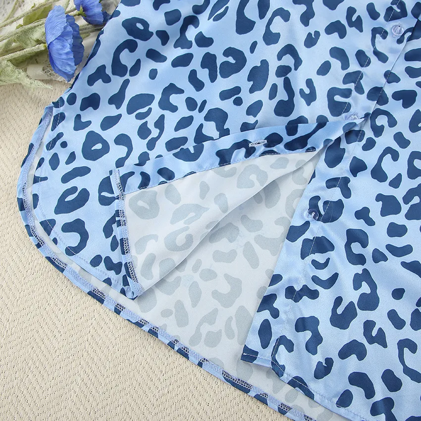 Title 11, Fashionable Satin Printed Pajamas Two-piece Set