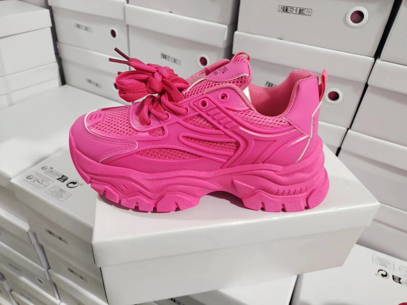 Title 4, White Mesh Breathable Shoes with Thick Bottom a...