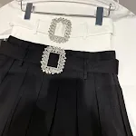 Saia plissada antirreflexo com design de faixa de cintura de strass quadrado, para um visual elegante e sofisticado, perfeita para diversas ocasiões. — foto 25