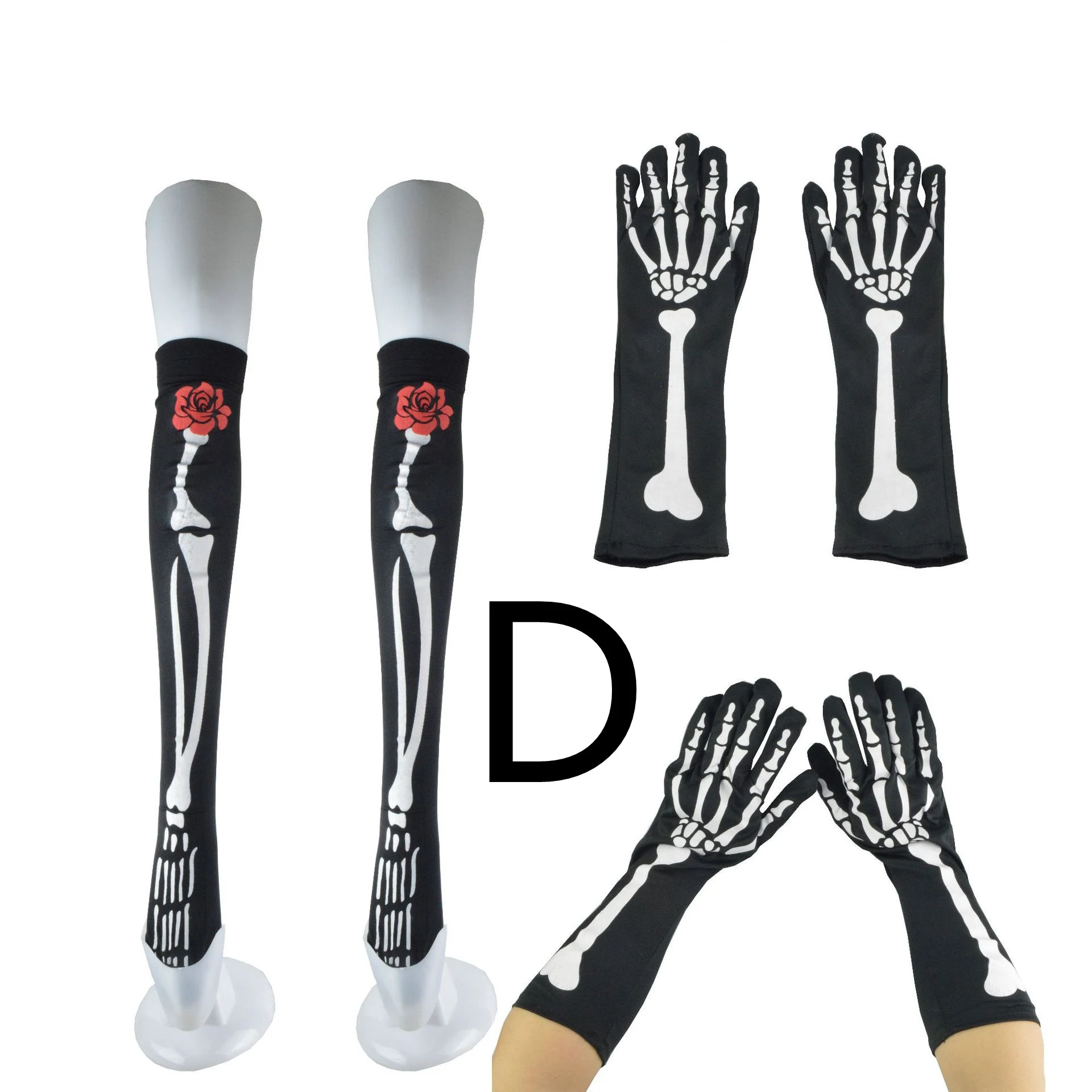 Halloween Ghost Festival Printed Skeleton Tights Glove Sleeve Set — photo 3