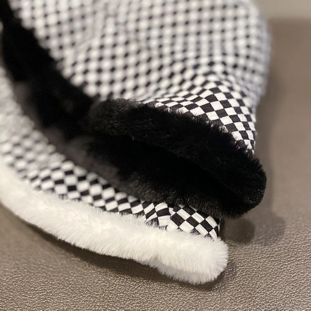 Title 6, Hat Female Korean Style Small Lattice Double-si...