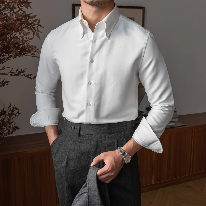 Thick Warm Gentleman's Large Pointed Collar Retro Shirt - Ultimate Comfort and Classic Style for the Discerning Man — photo 3