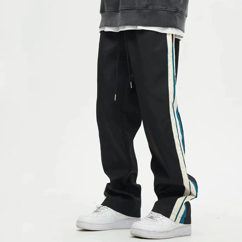 Title 5, Draping Wide Leg Straight Pants Mens Trendy Al...