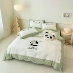 Washed cotton four-piece bed set with fitted sheet, duvet cover, and three-piece sheet set for ultimate comfort and a gr — photo 26
