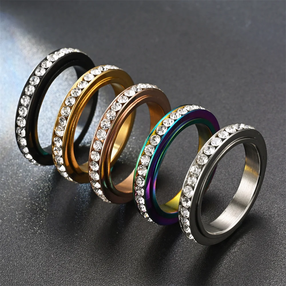 Anel Rotativo Descompressão Niche Diamante Alivia o Estresse e a Ansiedade. Relaxamento Tátil com Design Elegante. Jóia Calmante e Funcional. — foto 9