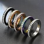 Anel Rotativo Descompressão Niche Diamante Alivia o Estresse e a Ansiedade. Relaxamento Tátil com Design Elegante. Jóia Calmante e Funcional. — foto 9